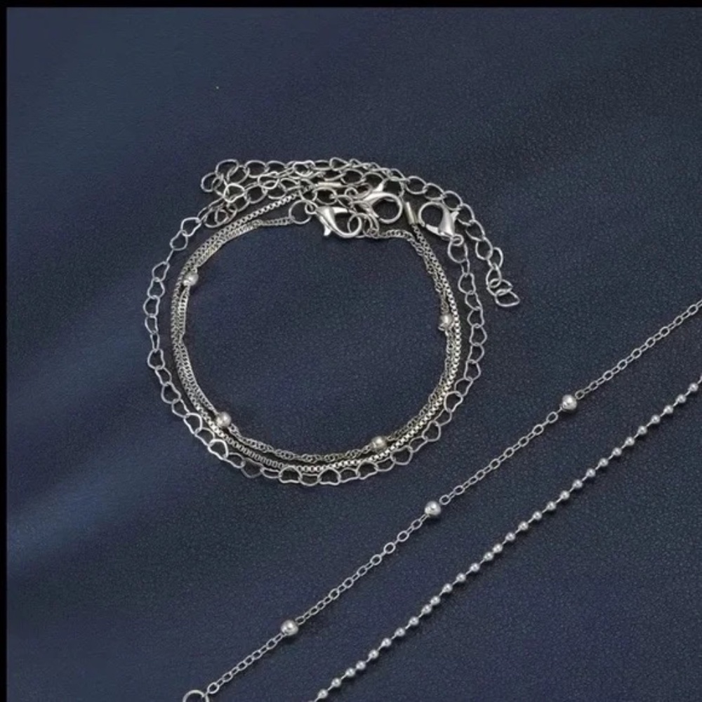 Set of 5 Silver-Tone Dainty Bracelets - Picture 4 of 5